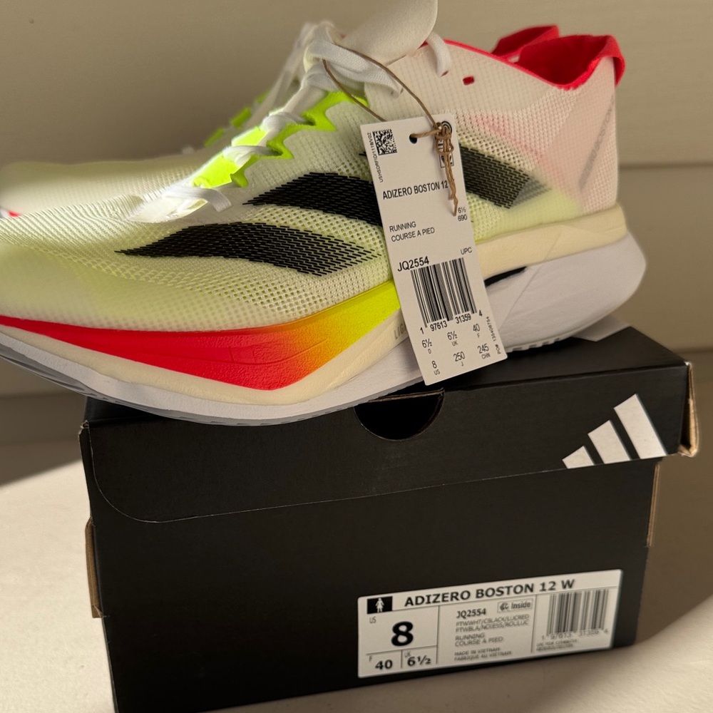 Adidas Adizero Boston 12 Shoes in Neon and Black